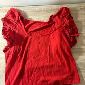 Target Red Puff Sleeve Crop Blouse